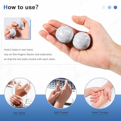 Learay 2Pcs Baoding Balls, Boading Balls for Hand Therapy, Misty-Gray 1.57" - color: Misty-gray/1.57 Inch