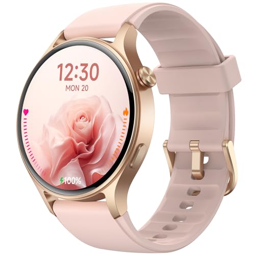 Fitpolo Smart Watch for Women,1.3" AMOLED Touchscreen Fitness Tracker, Make/Answer Calls, Heart Rate SpO2 Monitor, 3ATM Waterproof, Sleep & Activity Tracking Smartwatch for Android Phones iPhone - color: Rose Gold
