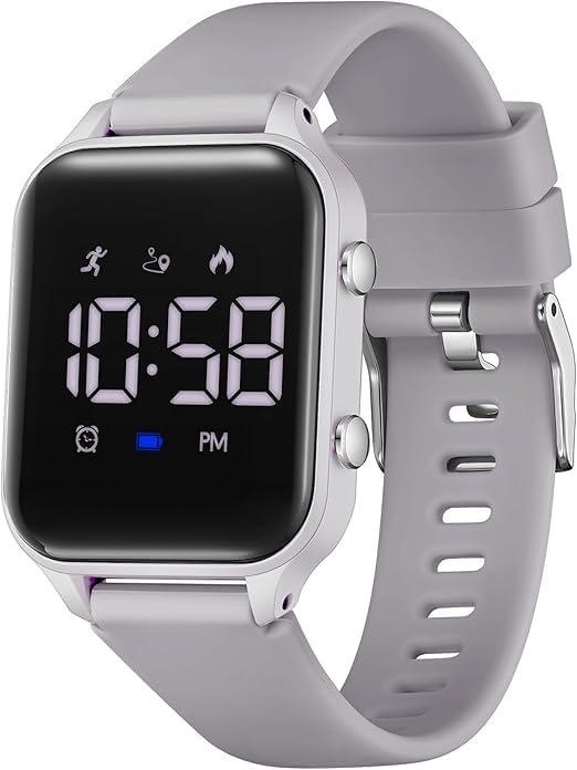 Kids Digital Watches for Boys Girls, Sports Watch with Fitness Tracker, Pedometer, Alarm Clocks, Stopwatch, No App Needed Waterproof Kids Watch, Gift for Teens Student Girls Boys Ages 5-14 - color: L6615E-Grey