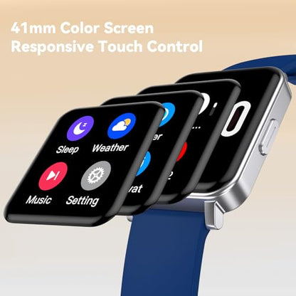Smart Watch Senior Friendly No App No Phone Required, Waterproof Pedometer - color: Blue