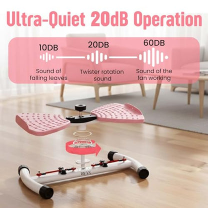 Waist Twister Exercise Fitness Tool, Ab Twister Board with Smart LED Digital Monitor, 300 lbs Capacity, 20dB Ultra-Quiet Noiseless, Anti-Slip Home Gym Equipment for Women Belly Fat Loss - color: pink