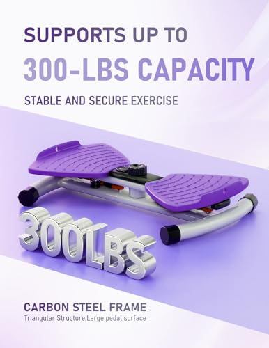 Waist Twister Machine with Smart Digital Counter and Resistance Bands 300 Lbs Capacity, Noiseless Ab Twister Board for Home Exercise, Fitness Equipment Ideal for Women to Burn Belly Fat and Tone Body - color: Purple