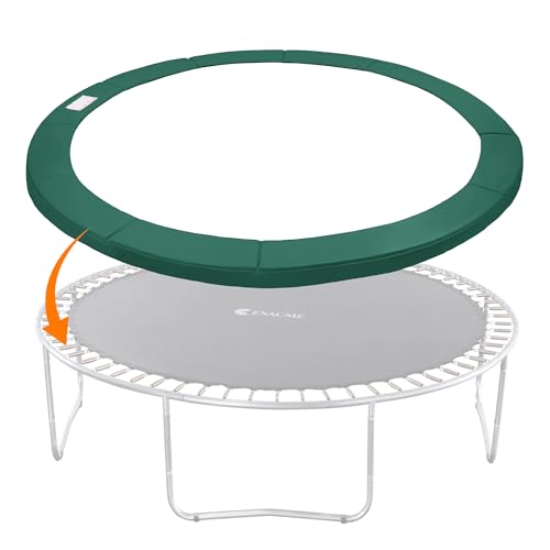 Exacme Trampoline Pad Replacement 16 15 14 13 12 10 8 Foot, Waterproof Safety Spring Cover Round Frame Pad, No Hole for Pole - color: Green, size: Fit 15FT Frame Only, style: Without Opening Design