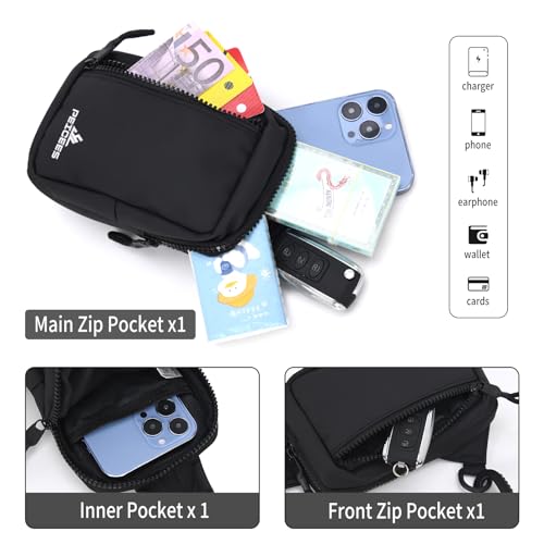 Peicees Small Crossbody Bag for Men Women Mini Sling Bag Travel Running Phone Daypack Cross Body Shoulder Bags with Keyholder - color: Purple