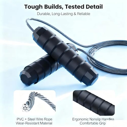 Jump Rope, Adjustable Jump Ropes,Skipping Rope Tangle-Free Rapid Speed with Ball Bearings for Women Men Kids,Exercise & Slim Body Jumprope at Home School Gym - color: Black