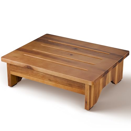 HOLANA 5” Wooden Step Stool for Adults (Fully Assembled), Sturdy 300 LBS - color: Acacia, size: 5" H