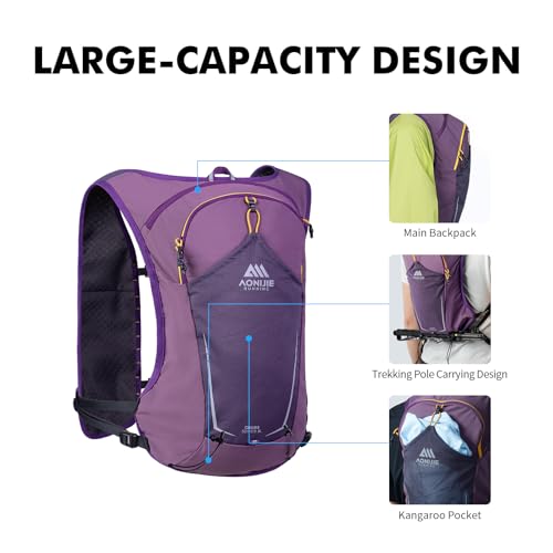 AONIJIE Running Hydration Vest for Men Women 500ml Soft Flask Water Bottle - color: Purple, size: 500ml