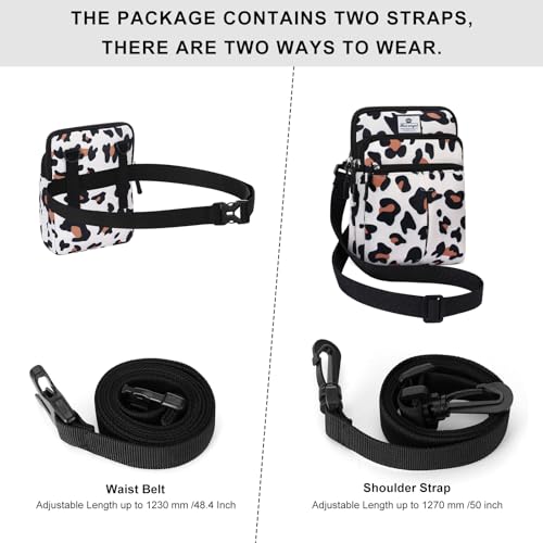 HUA ANGEL Multifunctional Fanny Pack for Men & Women Lightweight Waist Bag with 3 Zip Compartments, Cross body bag for Running Walking Sport Travel - color: Leopard print
