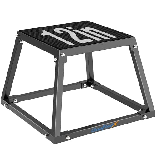 GanFindX Plyometric Jump Box, 12/18Inch Steel Platform for Fitness Training - color: black, size: 12in