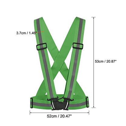 MECCANIXITY Reflective Vest Adjustable 360 Degree High Visibility Safety Vest for Cycling Running Walking - color: Dark Green