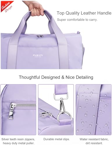 19" Purple Personal Gym Bag for Women,with Shoe Compartment & Wet Pocket - color: Purple, size: 19" Medium Size