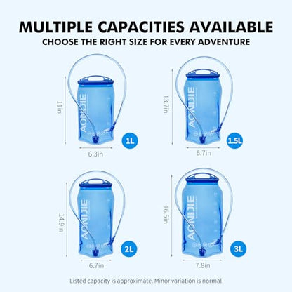 AONIJIE 1L/1.5L/2L/3L Hydration Water Bladder, Wide Opening Water Reservoir - size: 3L