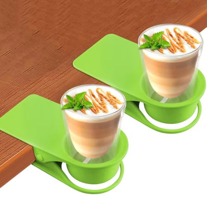 2PCS Clip on Cup Holder for Chair, Kalolary Desk Drink Holder Clamp, Green - color: 2PCS Green