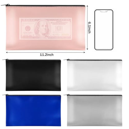 2 Pack Money Bag with Zipper, 11x6.1 inch Multi-purpose Cash Pouch, Bank Bag, Cash Bag, Check Wallet, Cosmetic Organizer (Pink) - color: Pink, size: 2 Pieces