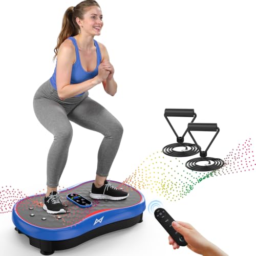 AXV Vibration Plate Exercise Machine Fitness Platform Body Vibrating Board - color: BASIC.BLUE