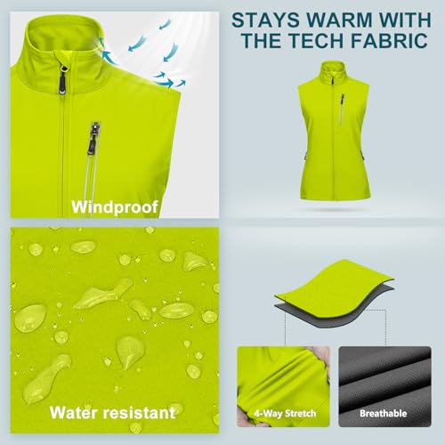 33,000ft Women's Lightweight Running Vest with 6 Pockets for Travel Golf - color: Lemon, size: XX-Large