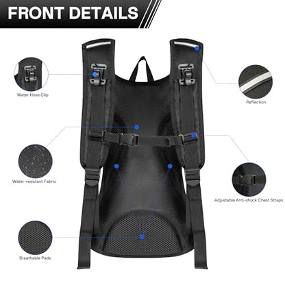 OUTSKIRT Hydration Backpack with 2L Water Bladder, Lightweight and Breathable Running Hydration Pack, Water Backpack for Hiking, Cycling, Trail Running, Marathons & Outdoor Adventures for Men Women