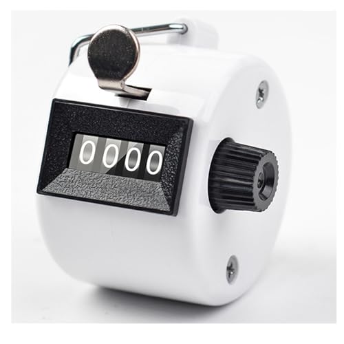 Clicker Counter, 4-Digit Clicker Counter, Hand Tally Counters Clicker Pitch Counter for Counting, Knitting, Coaching, Golf, Lap, Fishing - color: White