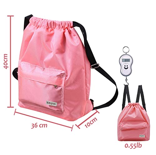 KIKIGOAL Dry Wet Separated Swimming Bag Portable Drawstring Backpack Waterproof Gym Sports Pool Beach Gear Bag - color: Pink