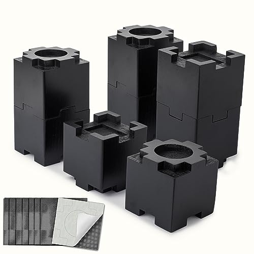 Wood Bed Risers with Non-Slip Rubber Pad, Stackable Furniture Risers Lift Heights 3.5 or 7 Inch Heavy Duty Risers for Sofa, Table, Couch Chair (8 Pack, Black) - color: Large Black 8pack
