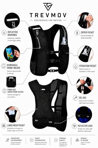 Running Hydration Vest with Phone Holder & 500ml Soft Flask, M/L