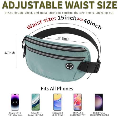 Slim Running Belt for Women Men Runners Fanny Packs With Phone Holder Hidden Pockets Exercise Waist Bag for Marathon Workout - color: Blue/T2085