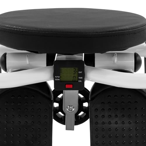 Mini Stepper with Bands & Monitor - 330LBS Hydraulic Full Body Workout, Silent Space Saving Exercise Equipment for Home Cardio, Arms, Legs & Glutes - color: White