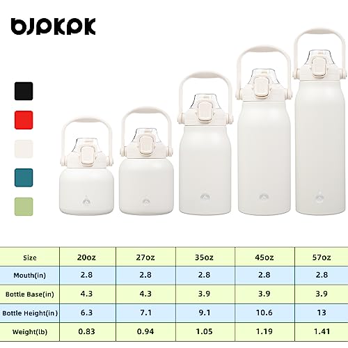 BJPKPK 45oz Insulated Water Bottle with Straw Lid, Stainless Steel Bottle - color: 45 ozWhite, size: 45 Ounces