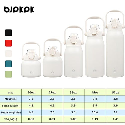 BJPKPK 45oz Insulated Water Bottle with Straw Lid, Stainless Steel Bottle - color: 45 ozWhite, size: 45 Ounces