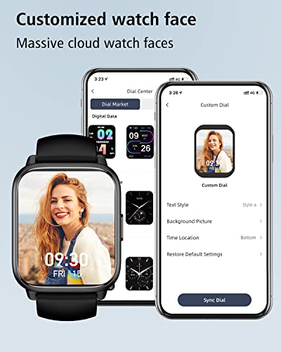 RUIMEN Smart Watches for Men Women (Answer/Make Call, 2 Bands), 1.8", Black - color: Black