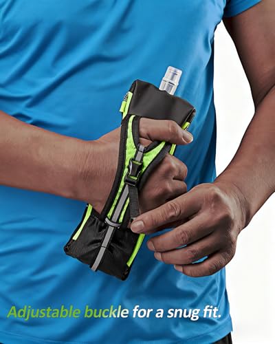 Zelvot 17 oz Running Water Bottle Handheld with Phone Holder, Green