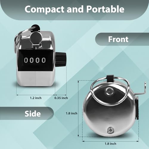 6 Pack Clicker Counter, Hand Tally Counters, 4 Digit Display Clicker - color: Silver Color