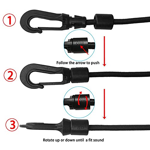 1/4" Elastic Bungee Cord Kayak Stretch String Shock Rope(19.7ft) - size: 8 Hook & 19.70 Ft Cord