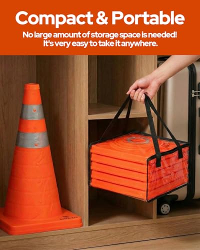 2 Pack 28In Collapsible Traffic Safety Cones with Reflective Collar - size: 28 Inch