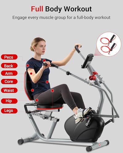 Recumbent Exercise Bike with Arm Exerciser for Home - color: black