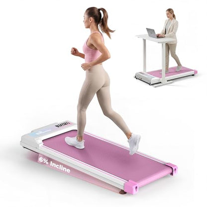 FYC Walking Pad with Incline for Home & Office - Under Desk Walking Pad Treadmill, Portable Walking Machine with Remote Control, LED Display, 300LBS Capacity, 2.5HP Quiet Motor - color: pink