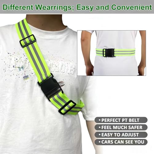 10 Pack Reflective Running Vests with Slap Bands, High Visibility Safety Reflective Reflector Vest Running Gear for Night Walking Cycling Hiking Jogging - color: C-10pcs Green Belts