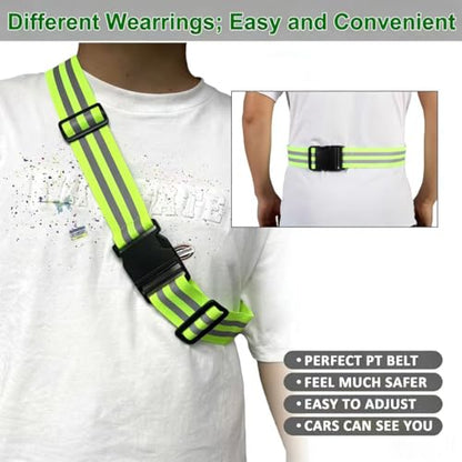 10 Pack Reflective Running Vests with Slap Bands, High Visibility Safety Reflective Reflector Vest Running Gear for Night Walking Cycling Hiking Jogging - color: C-10pcs Green Belts