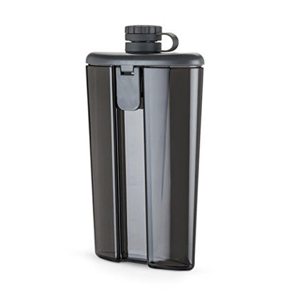 Host Easy-Fill Hip Liquor Flask for Alcohol with Hinged Refill Lid and Hinged Lid, Dishwasher Safe BPA-Free Plastic, Grey, 6 Oz, Set of 1