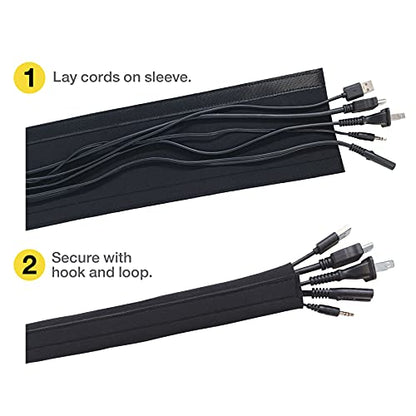 Hook and Loop Cable Sleeve by Wrap-It Storage - 48" x 4.5" (2-Pack) Black - size: 48 in (2-Pack)