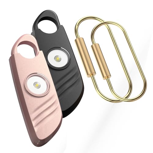 Personal Safety Alarm - 2 Pack, 140db Siren, Powerful Safe Sound, Personal Alarm with Strobe Light and Convenient Copper Ring Keychain