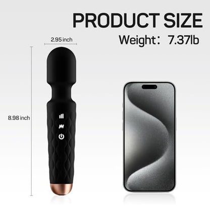 Personal Massager - 4H Max Runtime & Ultra-Quiet - Waterproof - 20 Modes 8 Speeds for Deep Tissue Back Massage, Post-Workout Recovery and Neck Muscle Relaxation(Black) - color: Black