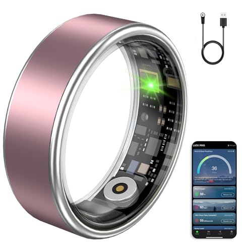 Smart Ring for Women & Men, Fitness Tracker Ring with Heart Rate Monitor, HRV, Sleep Tracking, No Subscription Fee, 10ATM Waterproof Activity Ring for Android & iPhone (Matte Pink, #7)