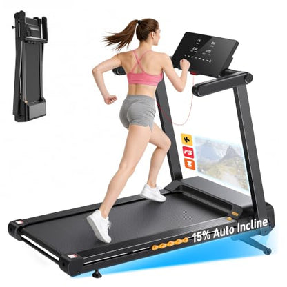 JAGJOG Foldable Auto Incline Treadmill, 15%/18% Incline Option, 300-400 lb - size: 15% incline+300 lb
