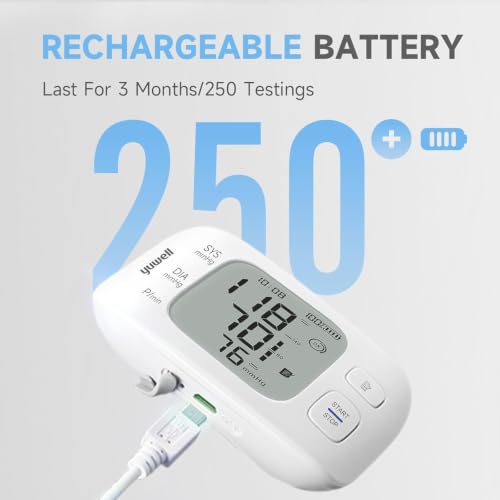 yuwell Wrist Blood Pressure Monitor | Clinical Accuracy, BP Machine for Home Use | Ultra Light Weight, Smart Inflation Blood Pressure Cuff, Large Display, 74 Readings, Rechargeable - style: YE8800CR