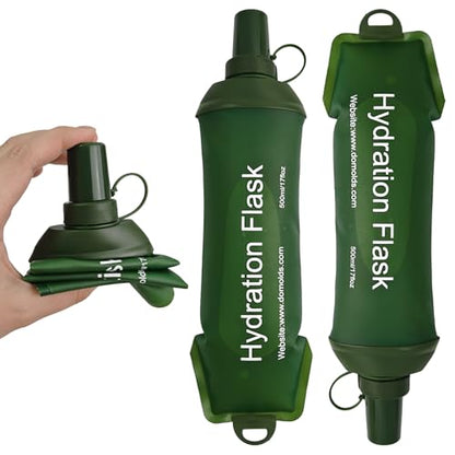 2Pcs 500ml Soft Flask, TPU Collapsible Soft Water Bottle for Hydration Pack, Running Vest, Leak-Proof Folding Water Bottle for Hiking Cycling Climbing Jogging- Green - color: 500ML Green