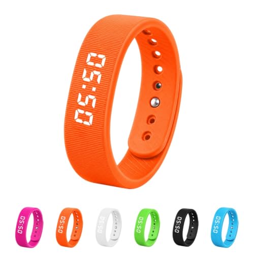 Vibrating Alarm Wristband Effective Alarm Clocks for Deep Sleepers Wake Band Wrist Watch Silent Deaf People Shock with Men Vibration Heavy Sleeps Wrist Bracelet Silent that Won't Wake - color: Orange