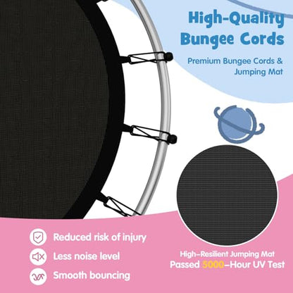 GYMAX Toddler Trampoline, 55” Trampoline for Kids with Bottom-to-Top All-Round Enclosure Net & Seamless Jumping Mat, ASTM Approved Easy Assembly Kids Mini Trampolines Indoor/Outdoor - color: Pink Blue