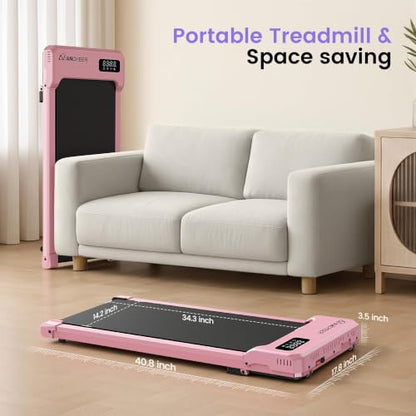 ANCHEER Walking Pad with Incline-Small Treadmill for Home - color: Pink