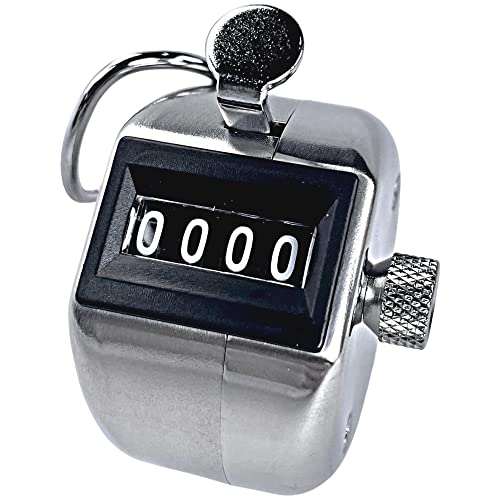 BuyJumpRopes Tally Counter, Professional Grade Stainless Steel H-102 Clicker Counter - Japanese Made 4-Digit Handheld Counter Clicker, Lap Counter, Pitch Counter Clicker, Multi-Use People Counter